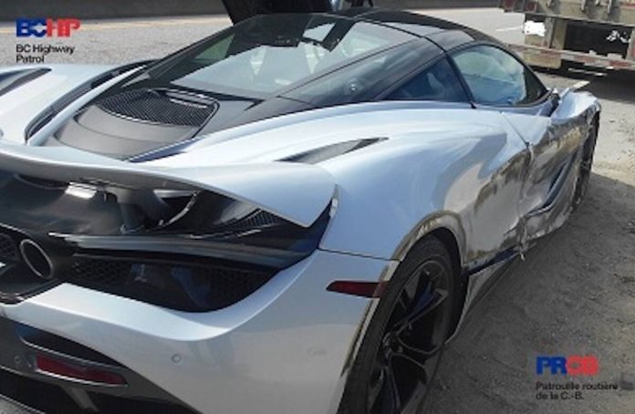 $600K McLaren Damaged After Truck Driver Fails To Check Mirrors On BC Highway: Police
